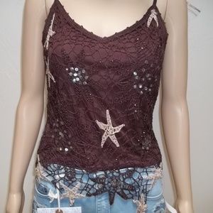 Zeva Netted Sequin Sleeveless Womens' Top-Small